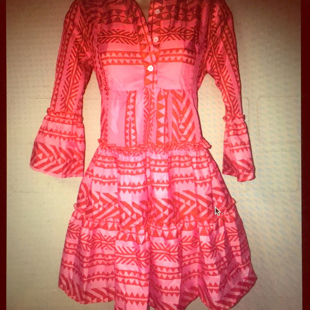 Misslook Pink & Red Geometric Mini Dress Medium